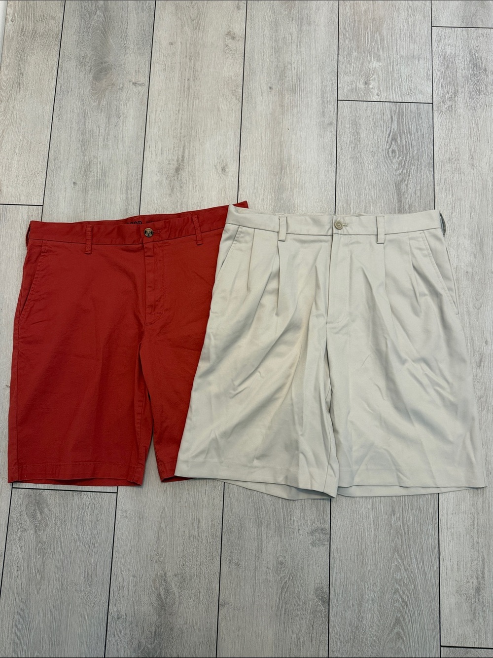Men's IZOD  2 pair of shorts -  Rusty-Red and beige pair - Classic Summer Staple
